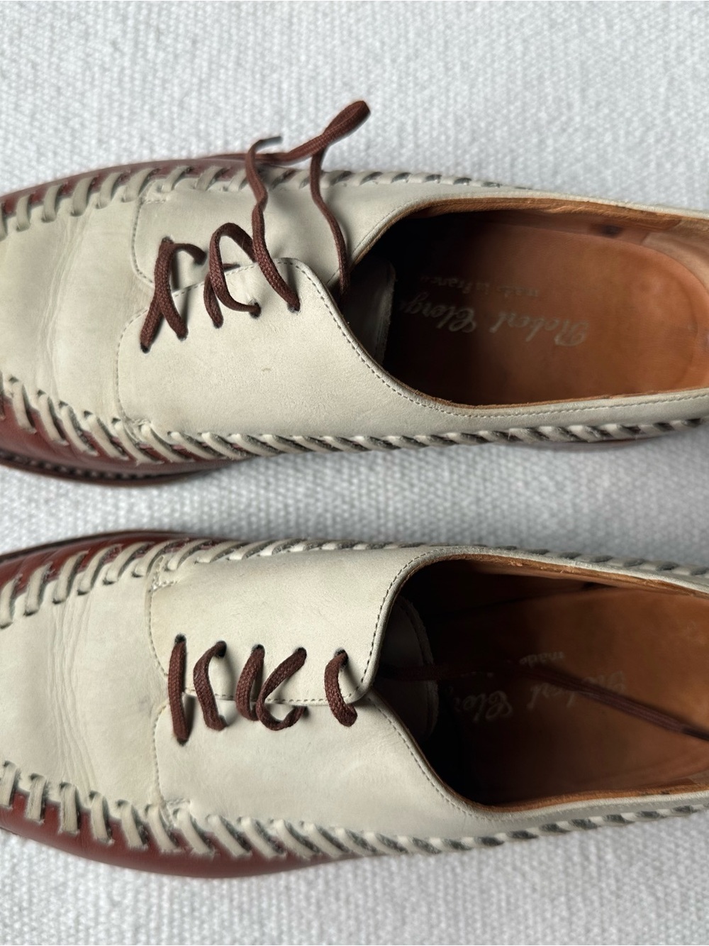 Robert Clergerie Two-Tone Leather Women’s Lace-Up Shoes - Cream & Brown - Picture 9 of 11